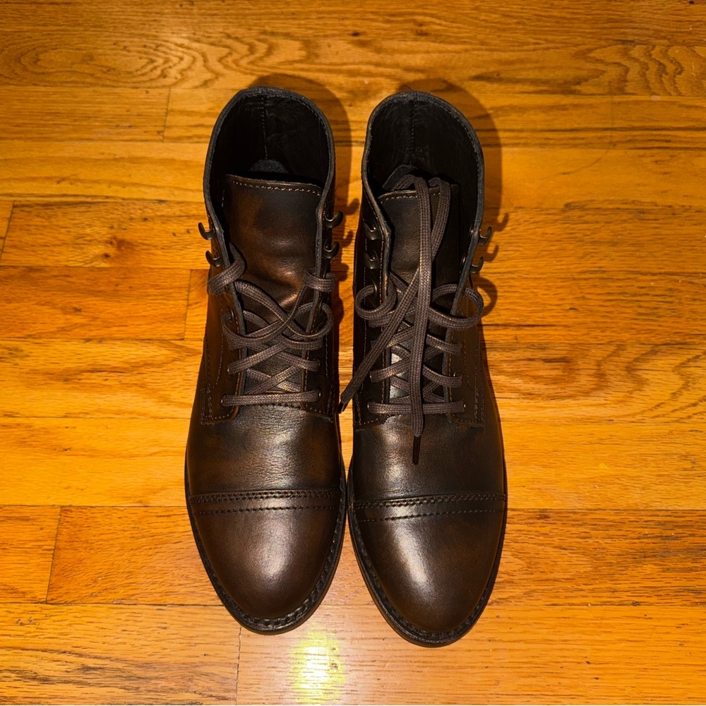 New In Box Thursday Boots Womens Black Coffee Leather Captain Boot Size 8.5 - Picture 10 of 12